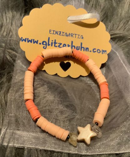 Armband korall-lachsfarben mit Halbedelstein-Stern