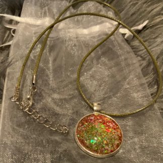 Modeschmuck Kette und Anhänger grün-bunt