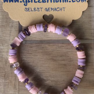 Armband rosa-lila-pastellfarbe mit Amethyst (Halbedelsteinsplitter)