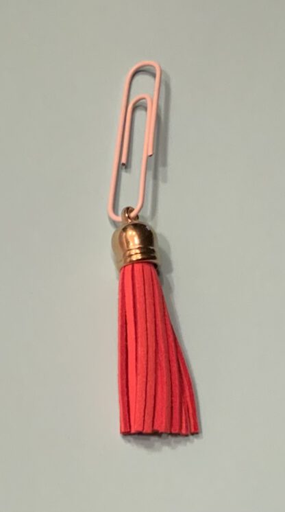 Klammer rosa mit Bommel hellrot-Pink